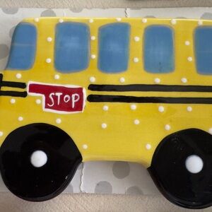 Happy Everything Ceramic Mini School Bus Attachment